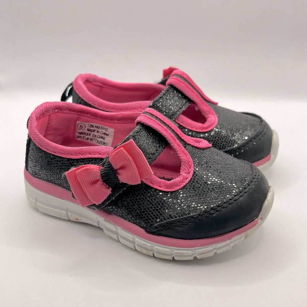 WALMART Baby Shoes, Black and Pink, Baby Size 5